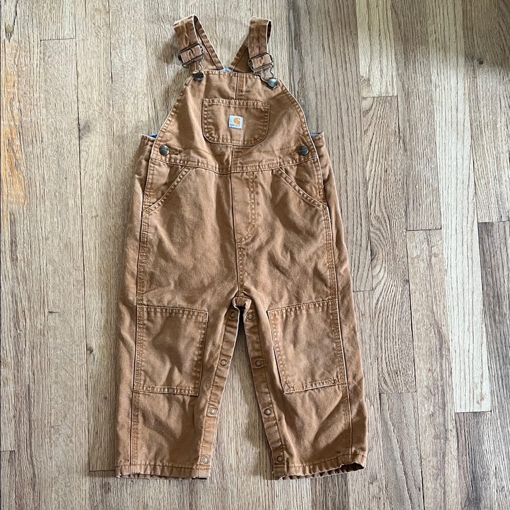 Carhartt Kids Washed Canvas Flannel Lined Bib Overall 24 months